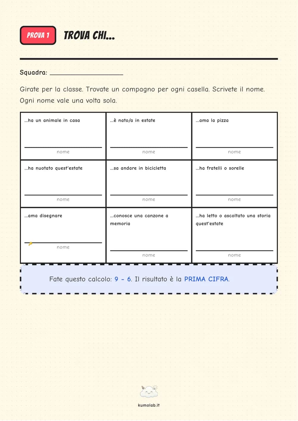 La stessa prova ad alta leggibilità: caratteri più grandi, istruzioni in frasi brevi