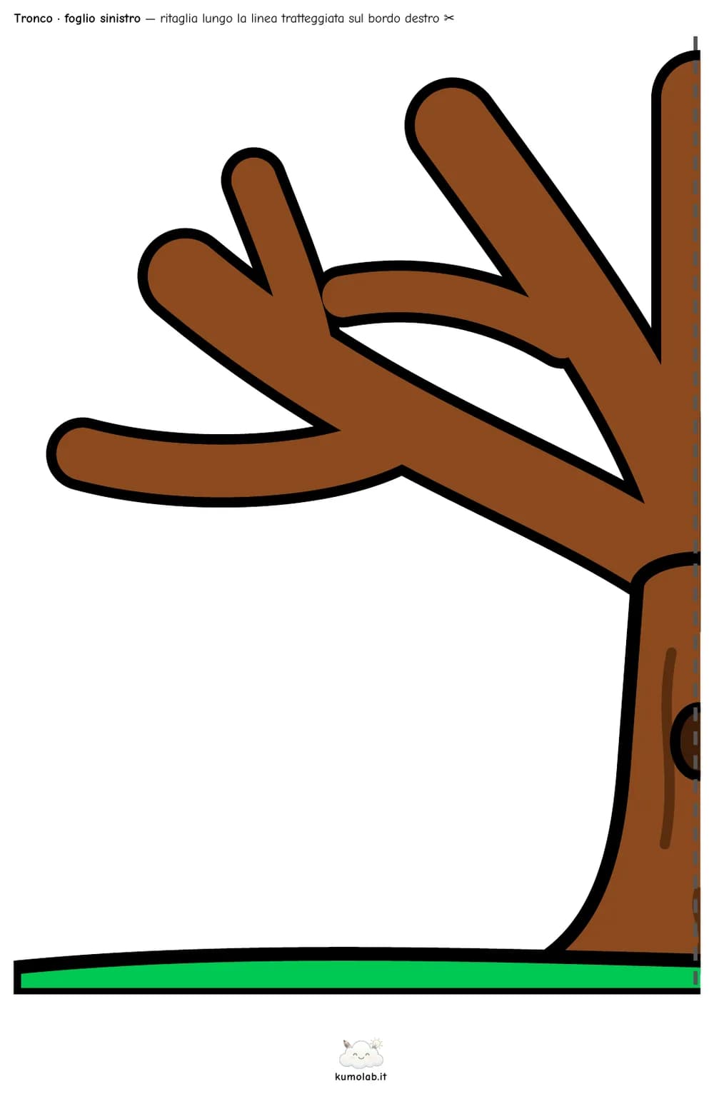 Il foglio sinistro del tronco dell’albero della gentilezza, con i rami e la linea di ritaglio