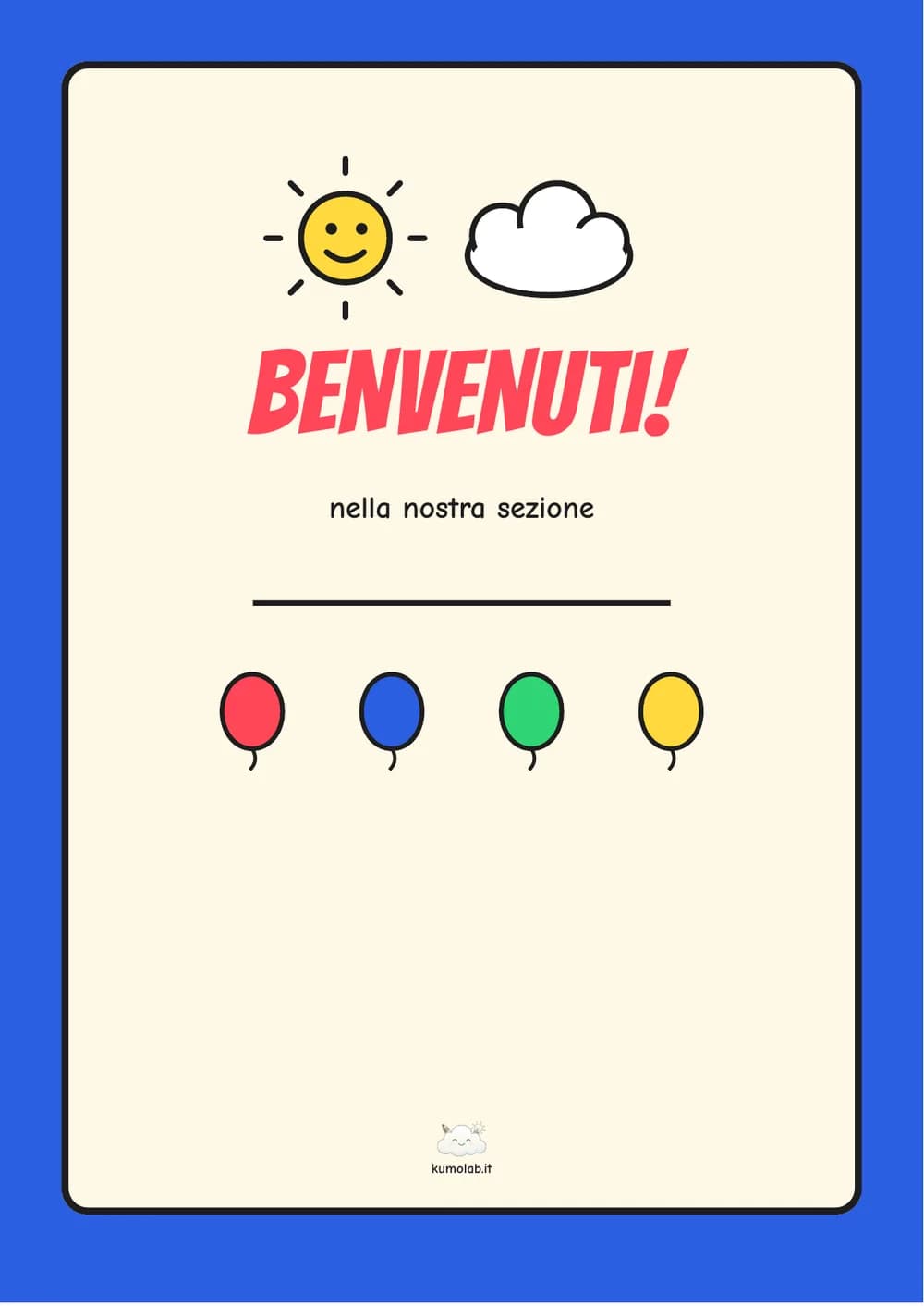 Il cartello per la porta della sezione, con lo spazio per il nome